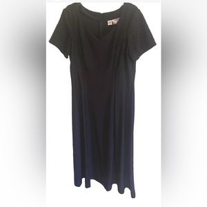 Black Long Evening Gown Black Beaded Top Worn 2 Times, Size 20